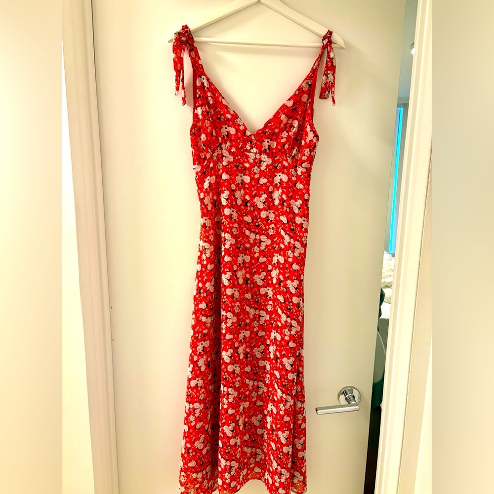 Zara Floral Red Maxi Dress - Size S